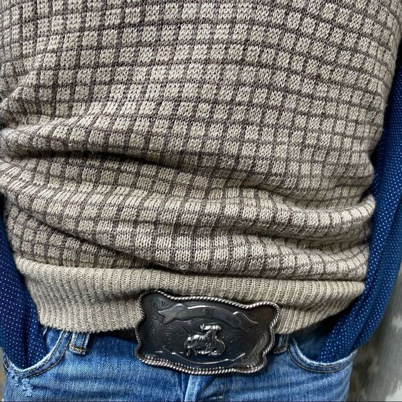 Polo Ralph Lauren Vintage Tan & Brown Check Plaid Linen Vest - Picture 10 of 16